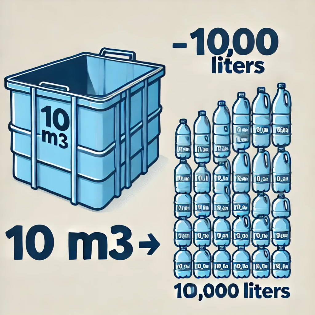 10 m3 - ile to litrów?